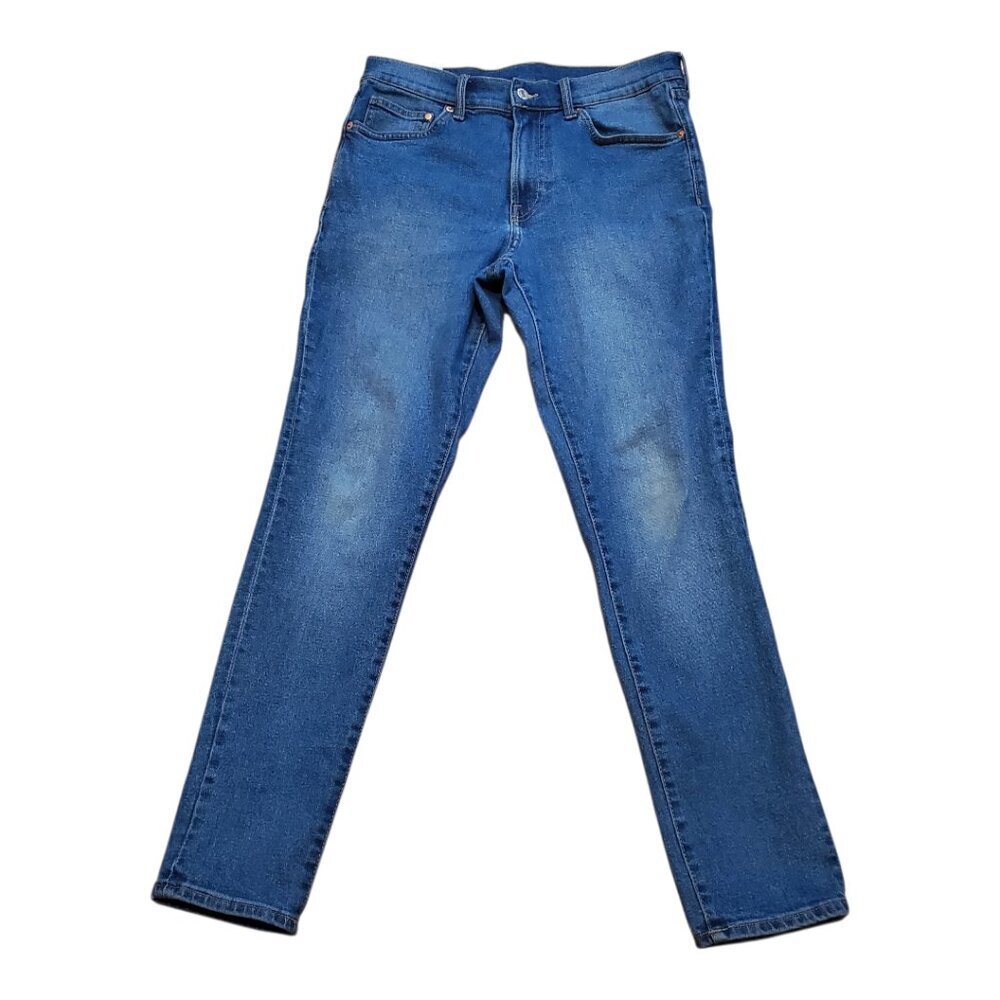 &DENIM SZ 34/32 Skinny Coupe Moulante Stretch Skinny Distressed Blue Jeans